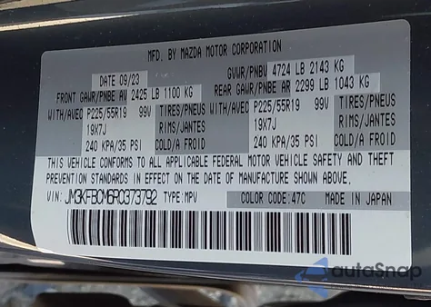 2024 Mazda Cx-5 2.5 S Carbon Edition z USA, uszkodzony, nr VIN JM3KFBCM6R0373792